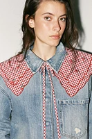 GINGHAM EMBROIDERED COLLAR