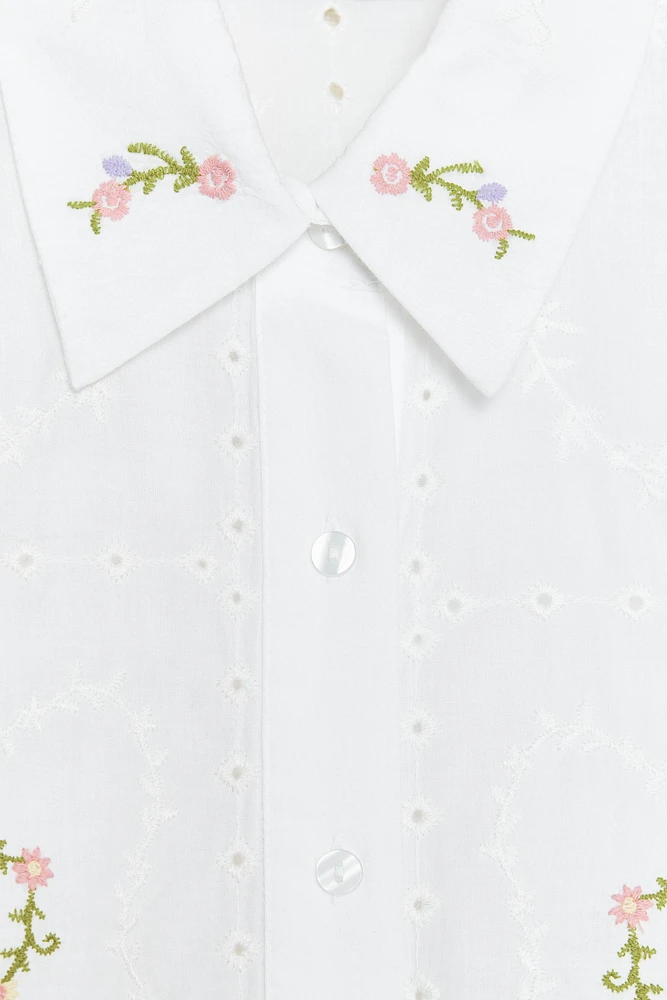 CHEMISE FLEURS BRODÉES