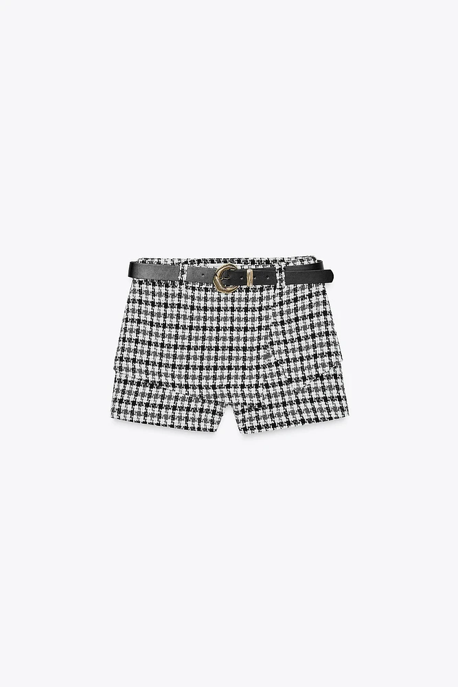 JUPE-CULOTTE STRUCTURÉE PIED-DE-POULE