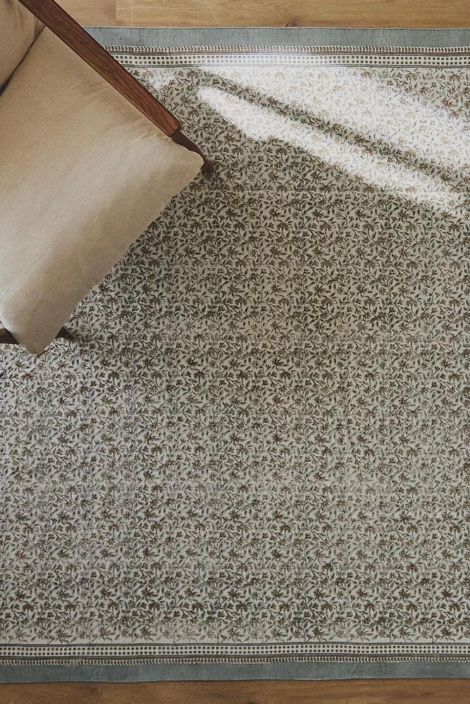 TAPIS IMPRIMÉ FLORAL BLOCK PRINT