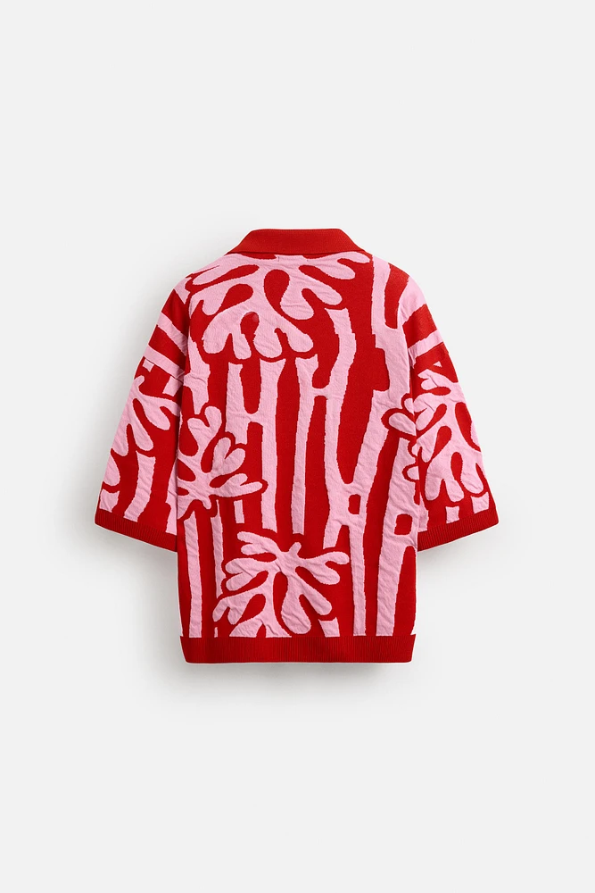 CHEMISE EN MAILLE JACQUARD CONTRASTE