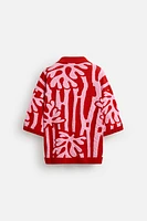 CHEMISE EN MAILLE JACQUARD CONTRASTE