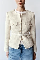 BELTED TEXTURED BLAZER