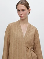 Flowing 100% linen kimono with tie detail