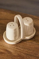 STONEWARE SALT AND PEPPER SHAKERS