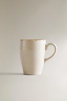 PORCELAIN MUG WITH ANTIQUE FINISH RIM