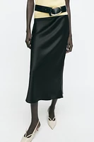 SATIN EFFECT MIDI SKIRT