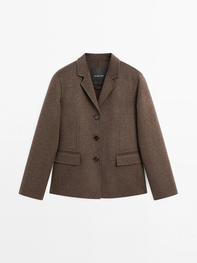 Blazer à col sartorial en laine mélangée