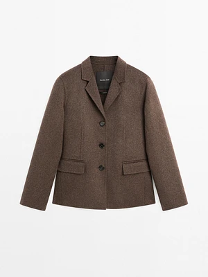 Blazer à col sartorial en laine mélangée