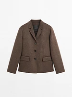 Blazer à col sartorial en laine mélangée