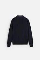 WOOL AND COTTON QUARTER ZIP SWEATER