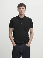 Short sleeve cotton knit polo shirt