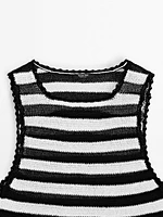 Striped knit top with contrast trims