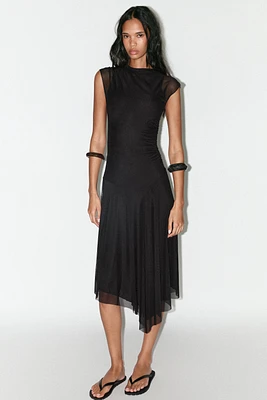 RUCHED TULLE DRESS