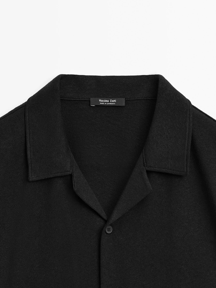 Linen blend short sleeve shirt