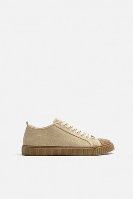 CONTRAST LEATHER SNEAKERS