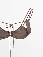 Haut de bikini en tulle froncé