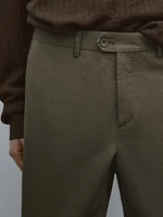 Cotton and linen tapered fit trousers