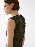 Creased-effect cotton top