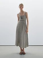 Striped flounce midi dress