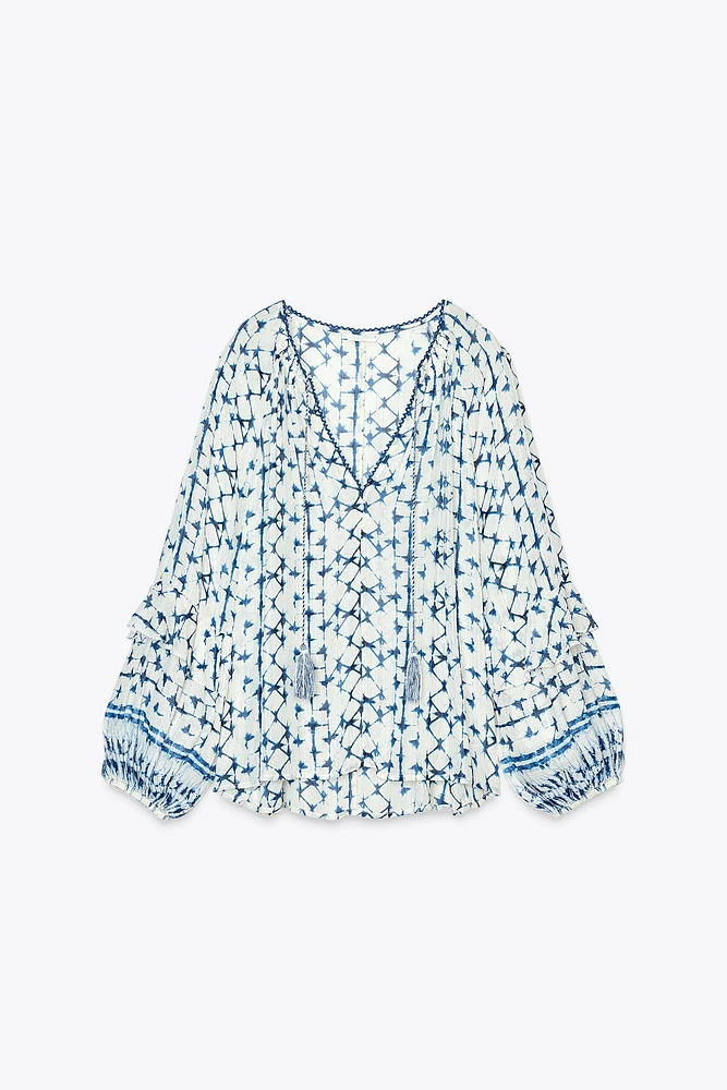METALLIC THREAD PRINTED BLOUSE