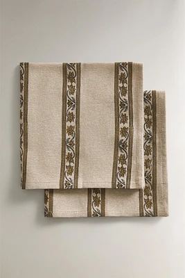 FLORAL PRINT NAPKINS WITH BORDERS (SET OF 2)