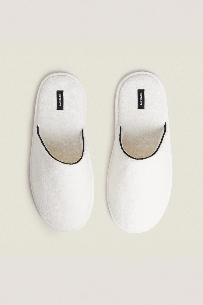 TERRYCLOTH SLIPPERS WITH PIPING