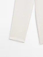 Straight fit flowing linen blend trousers