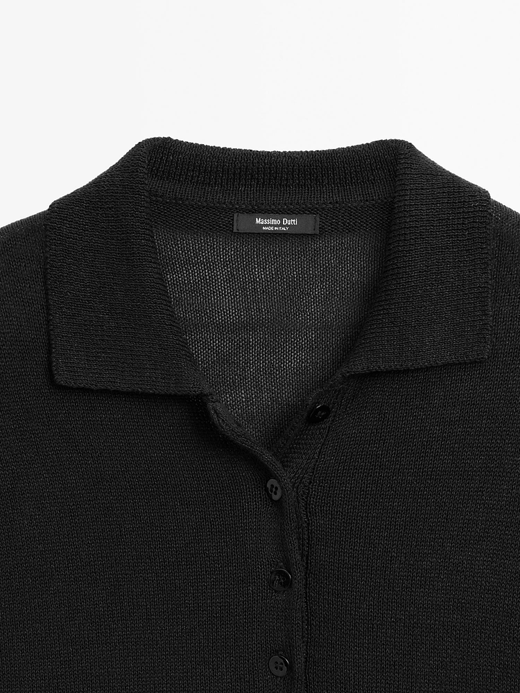 Oversize knit sweater with polo collar