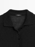 Oversize knit sweater with polo collar