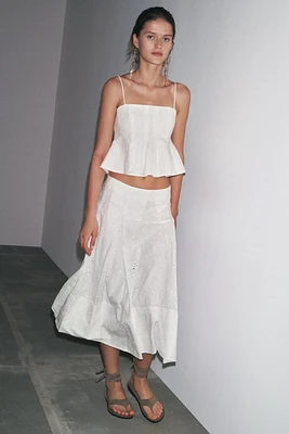ZW COLLECTION EMBROIDERED GODET TOP