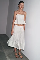 ZW COLLECTION EMBROIDERED GODET TOP