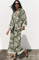 CHEMISE BRODÉE MANCHES GUIPURE