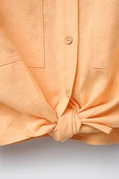 CHEMISE À NŒUD CONTENANT DU LIN