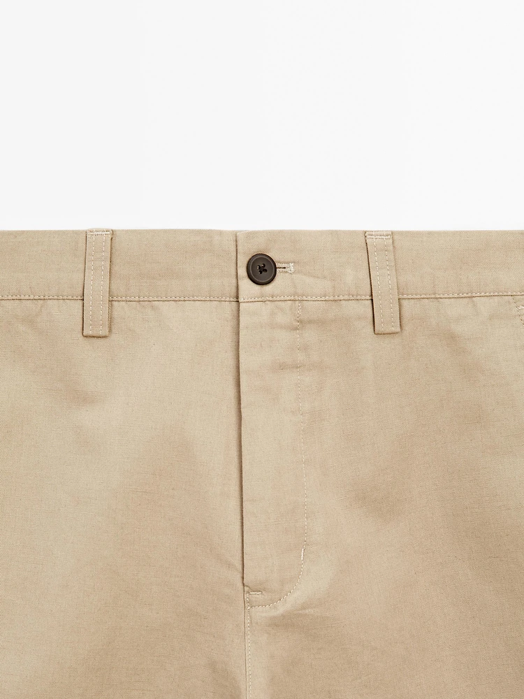 Pantalon regular en coton mélangé