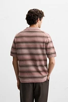 STRIPED WASHED KNIT POLO