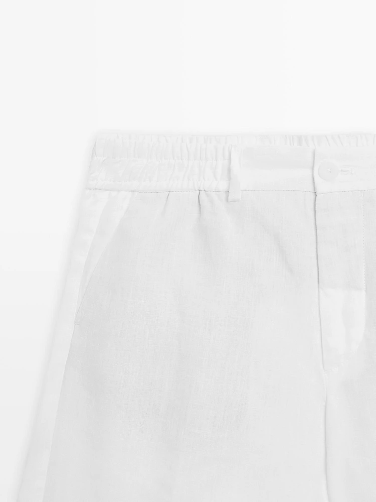 Bermuda semi-jogger 100 % lin