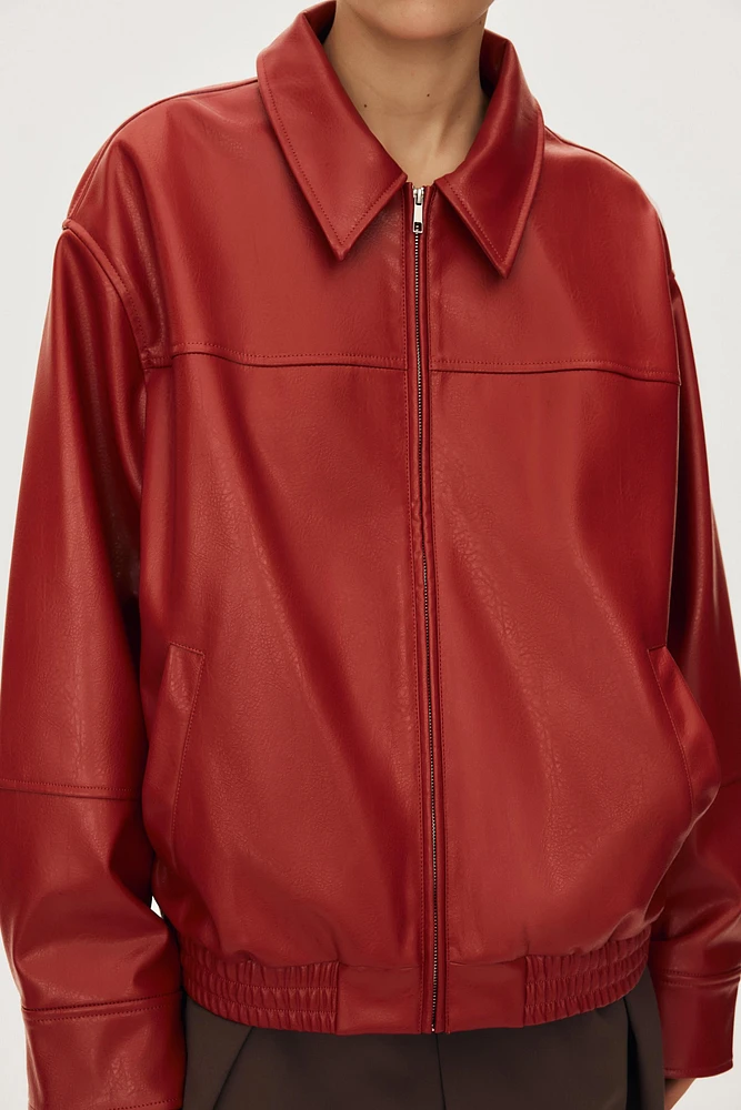 BLOUSON AVIATEUR EN MATIÈRE SYNTHÉTIQUE