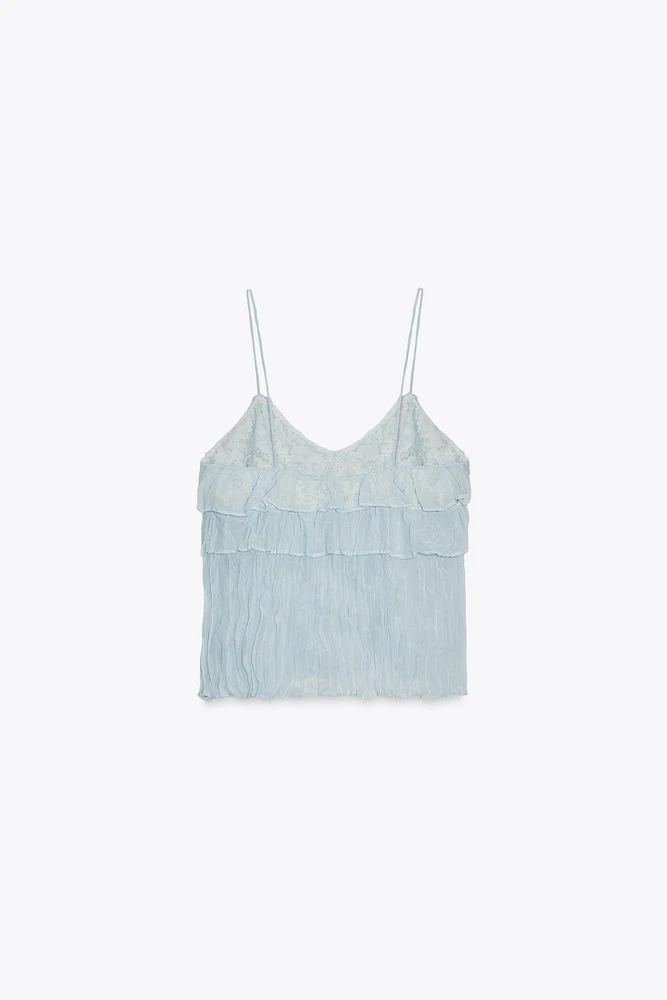 RUFFLED CRINKLE EFFECT TOP