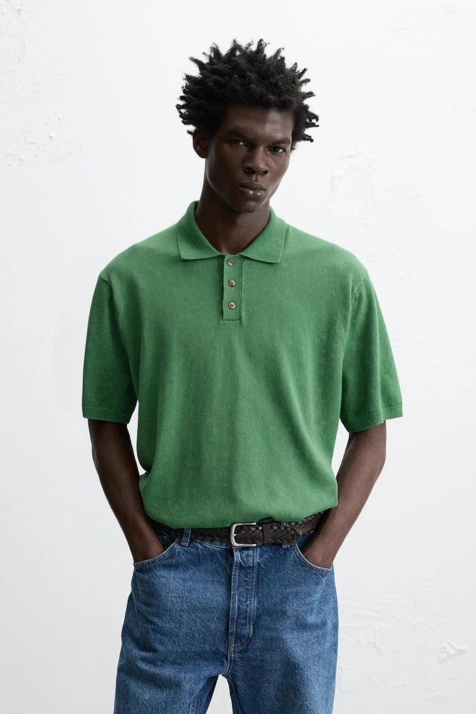 WASHED COTTON KNIT POLO SHIRT