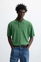 WASHED COTTON KNIT POLO SHIRT