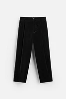 PLEATED VELVET PANTS