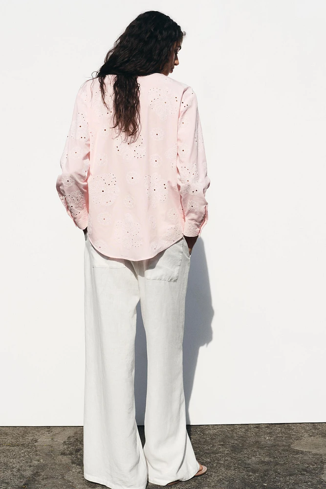 CHEMISE BRODERIES EFFET GOMME