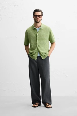 BOUCLÉ TEXTURED KNIT SHIRT