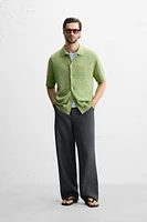BOUCLÉ TEXTURED KNIT SHIRT