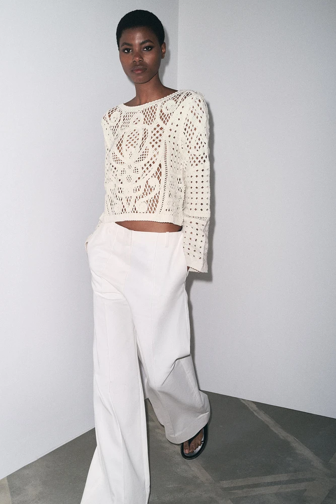 TOP CROCHET MANCHES LONGUES