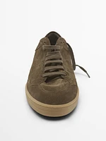 Split suede trainers