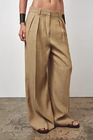 ZW COLLECTION LINEN STRIPE PLEATED PANTS