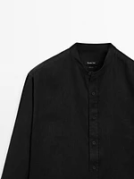 100% linen regular fit stand-up collar shirt
