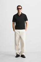 RIB STRUCTURED POLO SHIRT